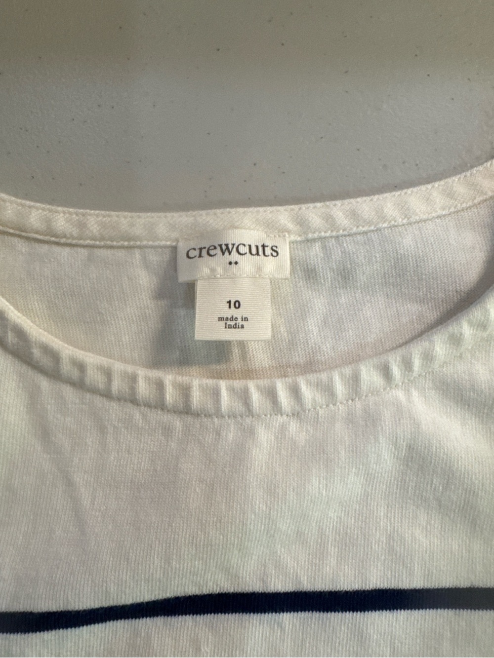 Crewcuts White Tee with Navy Stripe Detail